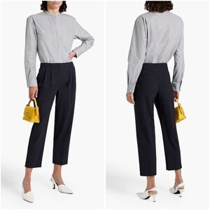 Theory Project Gray Striped Cotton Blend Band Collar Poplin Shirt Medium